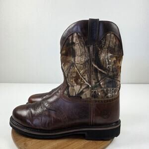 Justin Stampede Trekker Boots Mens 14 D Camo Leather Waterproof Work Cowboy